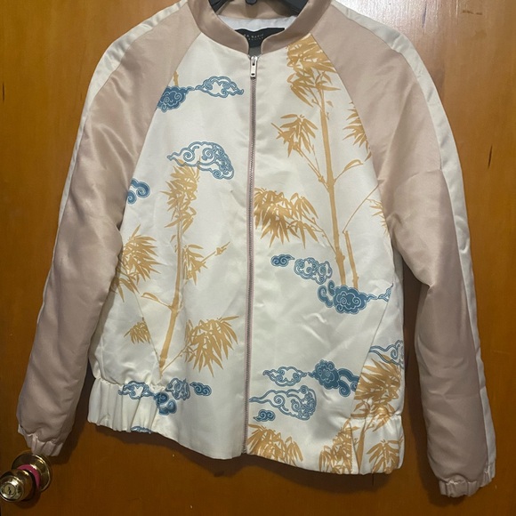 Zara Silk Printed Bomber Jacket - Picture 7 of 10
